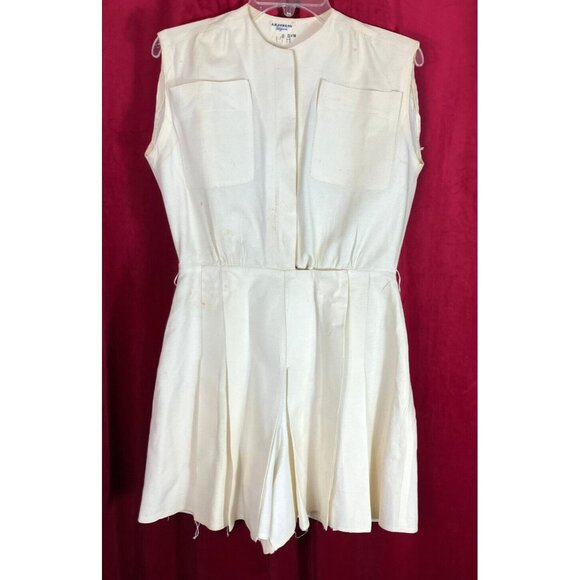 M Vintage 1930s Playsuit White Textured Cotton Jumpsuit Romper Beach 30s - Picture 1 of 4